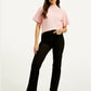 Women's Black Wedgie Straight Fit High Rise Jeans - Elevated View