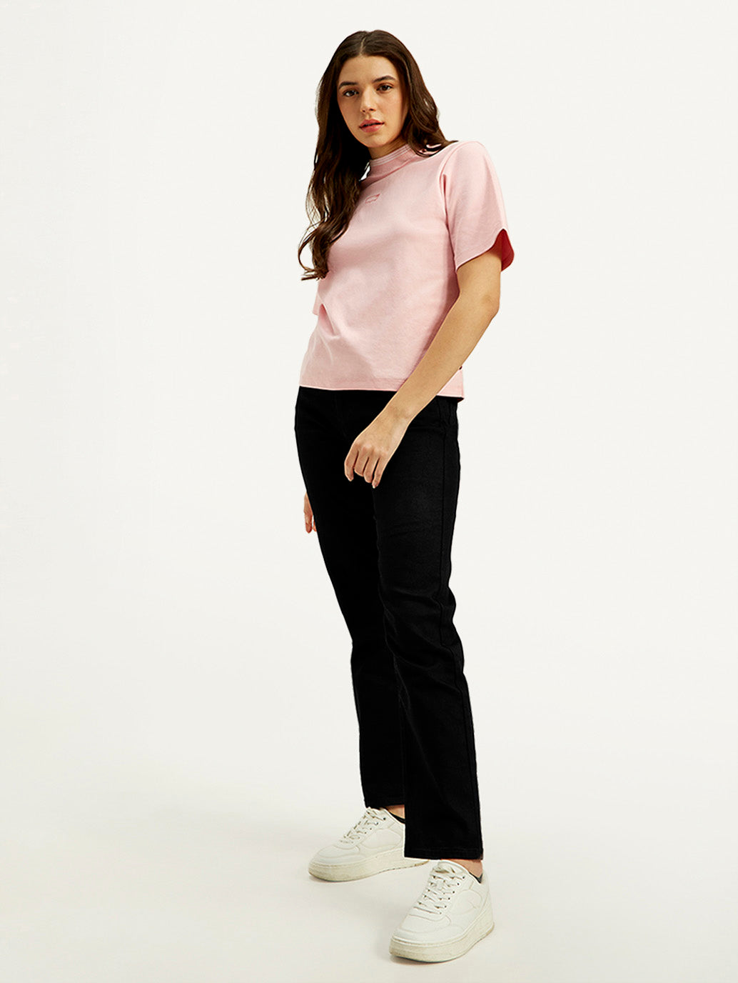 Women's Black Wedgie Straight Fit High Rise Jeans - Styleshot View