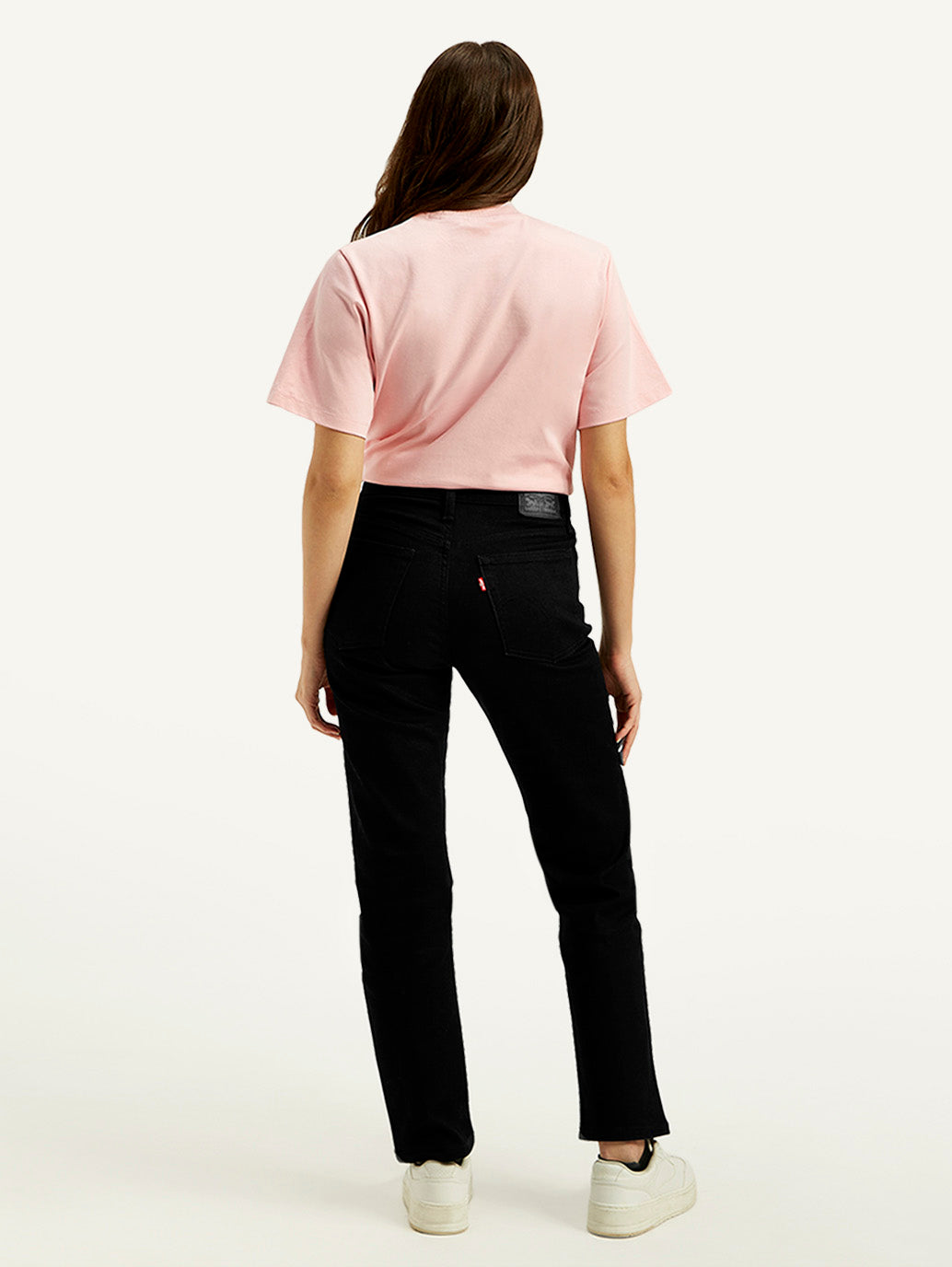 Women's Black Wedgie Straight Fit High Rise Jeans - Back View