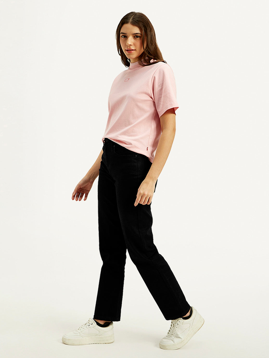 Women's Black Wedgie Straight Fit High Rise Jeans - Side View