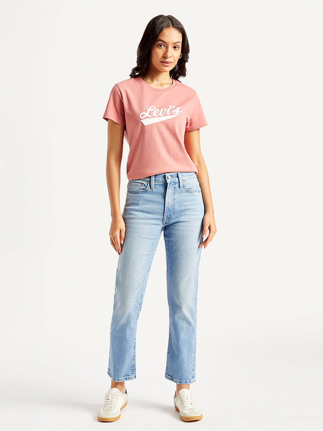 Women's Blue Wedgie Straight Fit Mid Rise Jeans - Front View