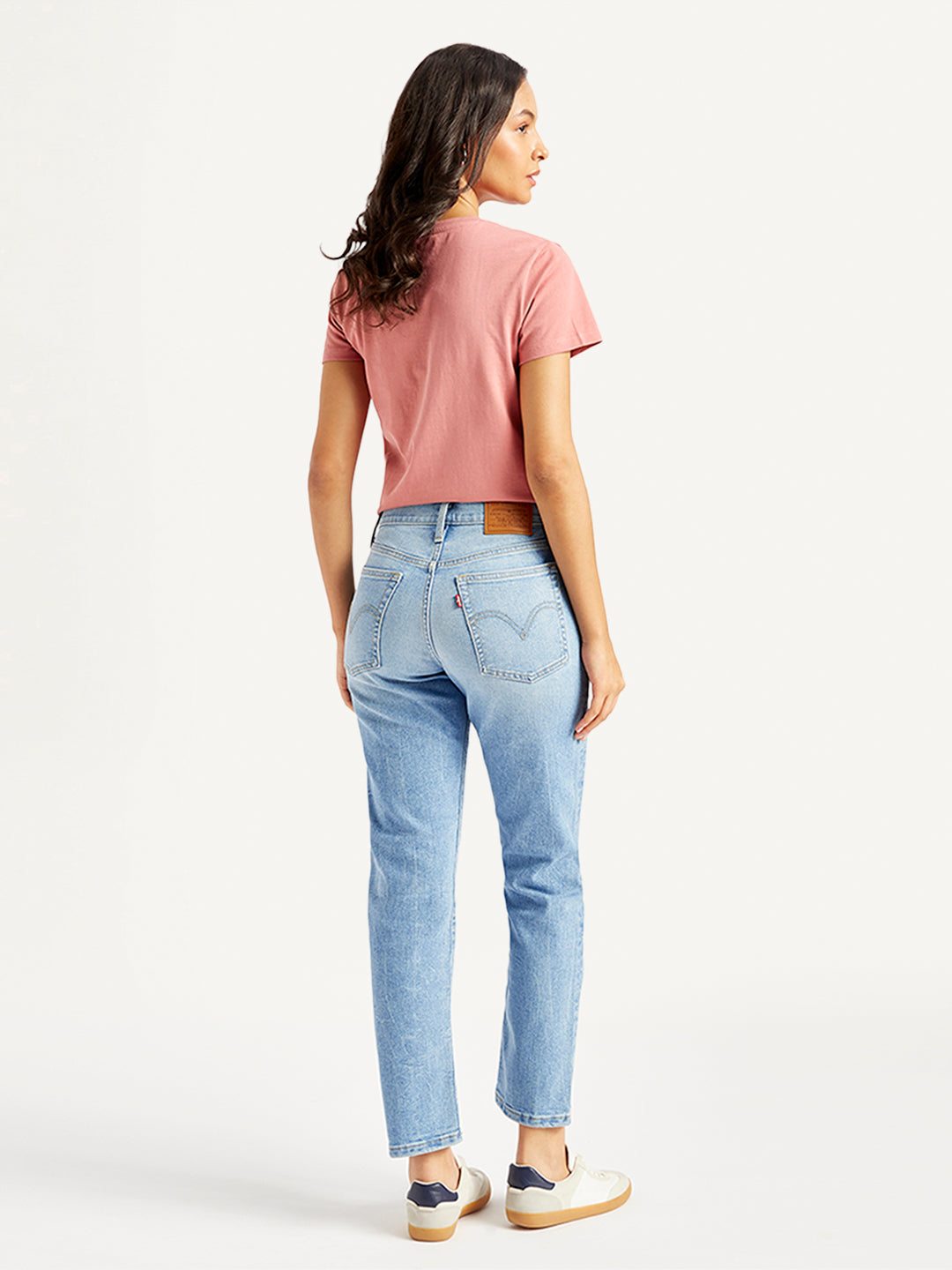 Women's Blue Wedgie Straight Fit Mid Rise Jeans - Back View