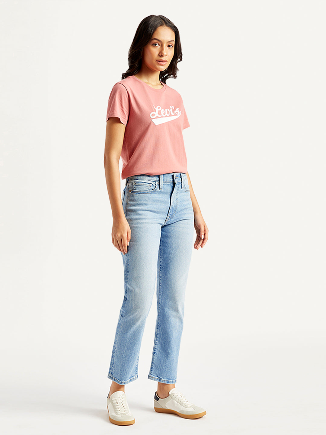 Women's Blue Wedgie Straight Fit Mid Rise Jeans - Side View