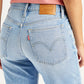 Women's Blue Wedgie Straight Fit Mid Rise Jeans - Detail View