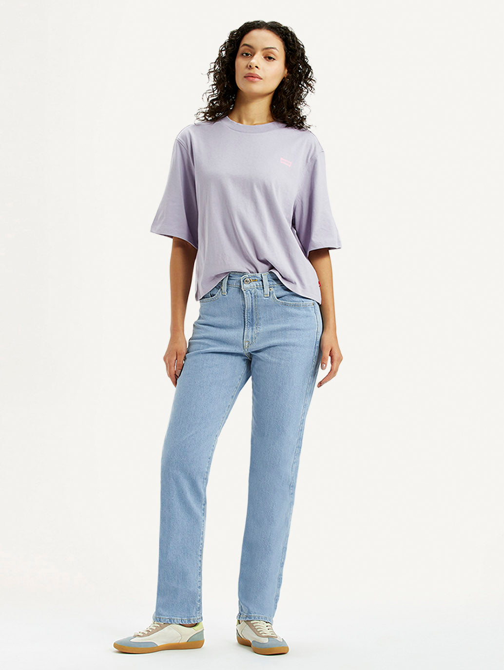 Women's Light Blue Wedgie Straight Fit Mid Rise Jeans - Styleshot View