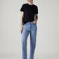 Women's Light Blue Wedgie Straight Fit Mid Rise Jeans - Styleshot View