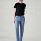 Women's Light Blue Wedgie Straight Fit Mid Rise Jeans - Front View