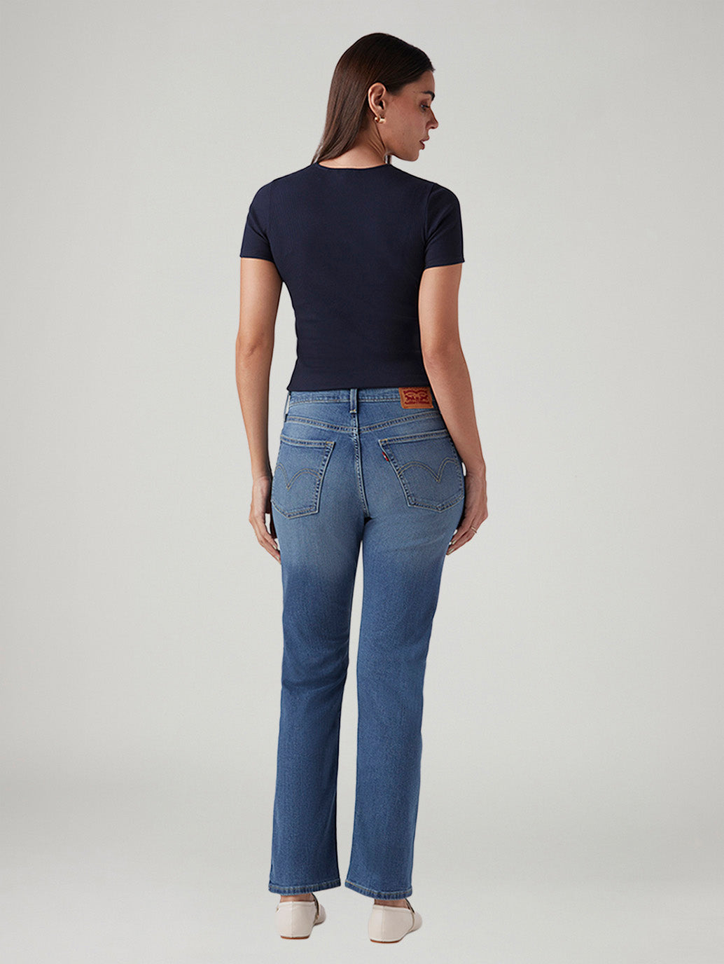 Women's Blue Wedgie Straight Fit High Rise Jeans - Back View