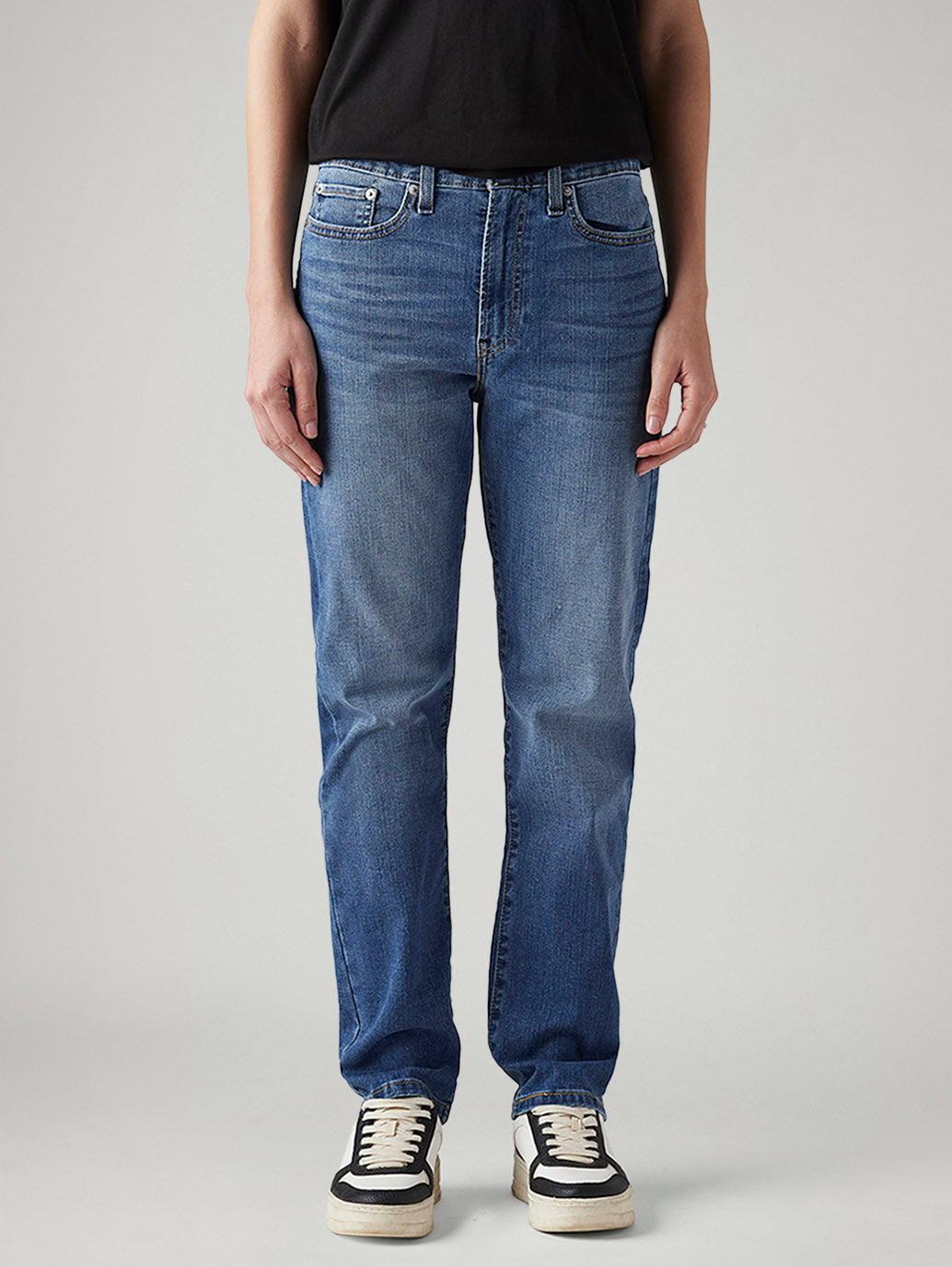 Women's Blue Wedgie Straight Fit High Rise Jeans - Front View