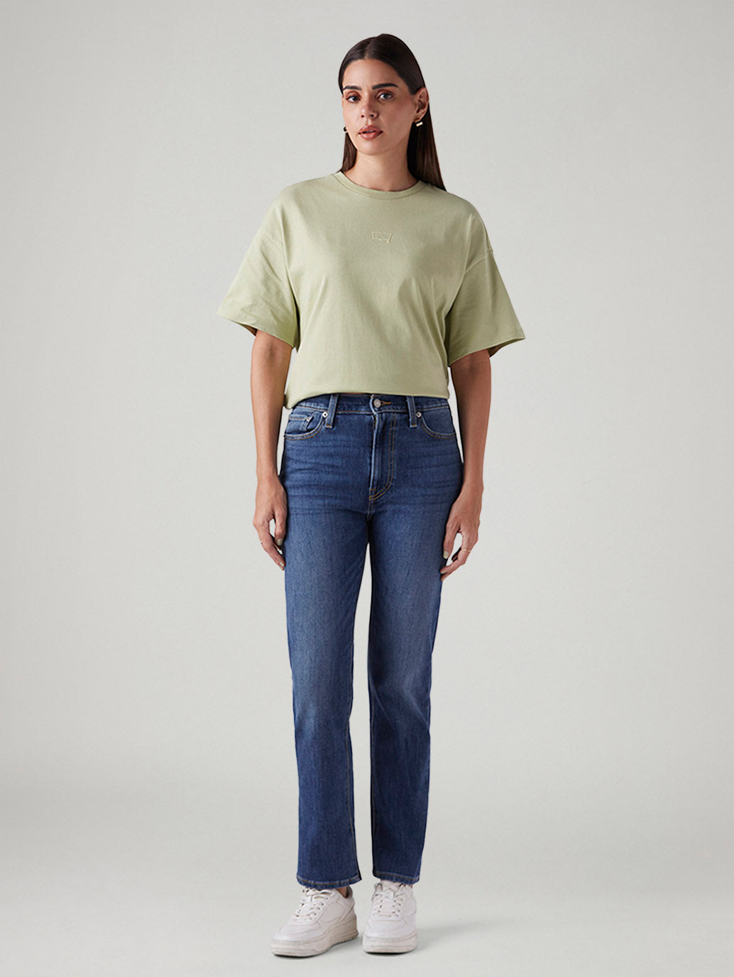 Women's Blue Wedgie Straight Fit High Rise Jeans - Front View