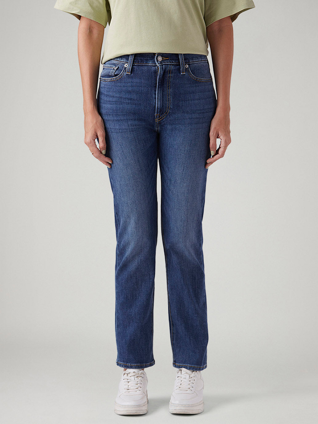 Women's Blue Wedgie Straight Fit High Rise Jeans - Front View