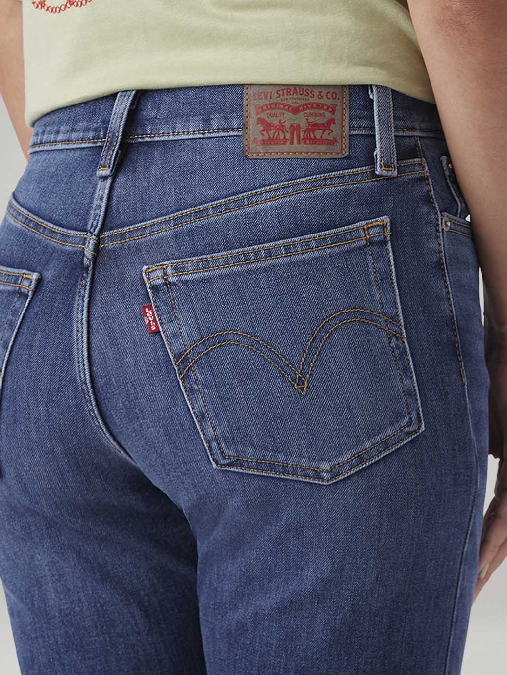 Women's Blue Wedgie Straight Fit High Rise Jeans - Detail View