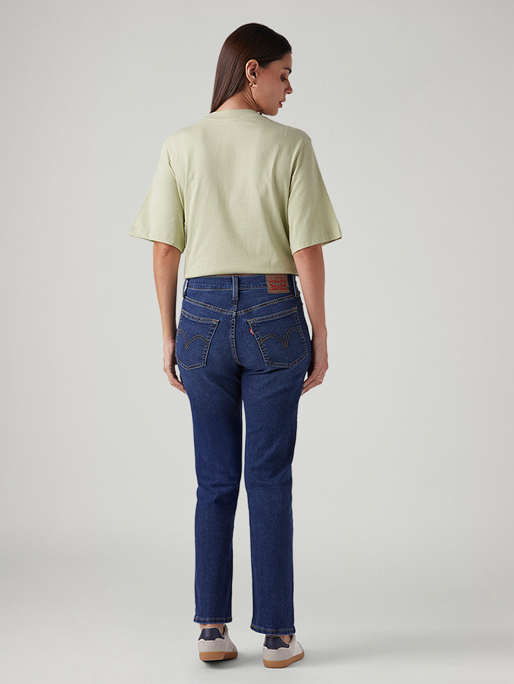 Women's Blue Wedgie Straight Fit High Rise Jeans - Back View