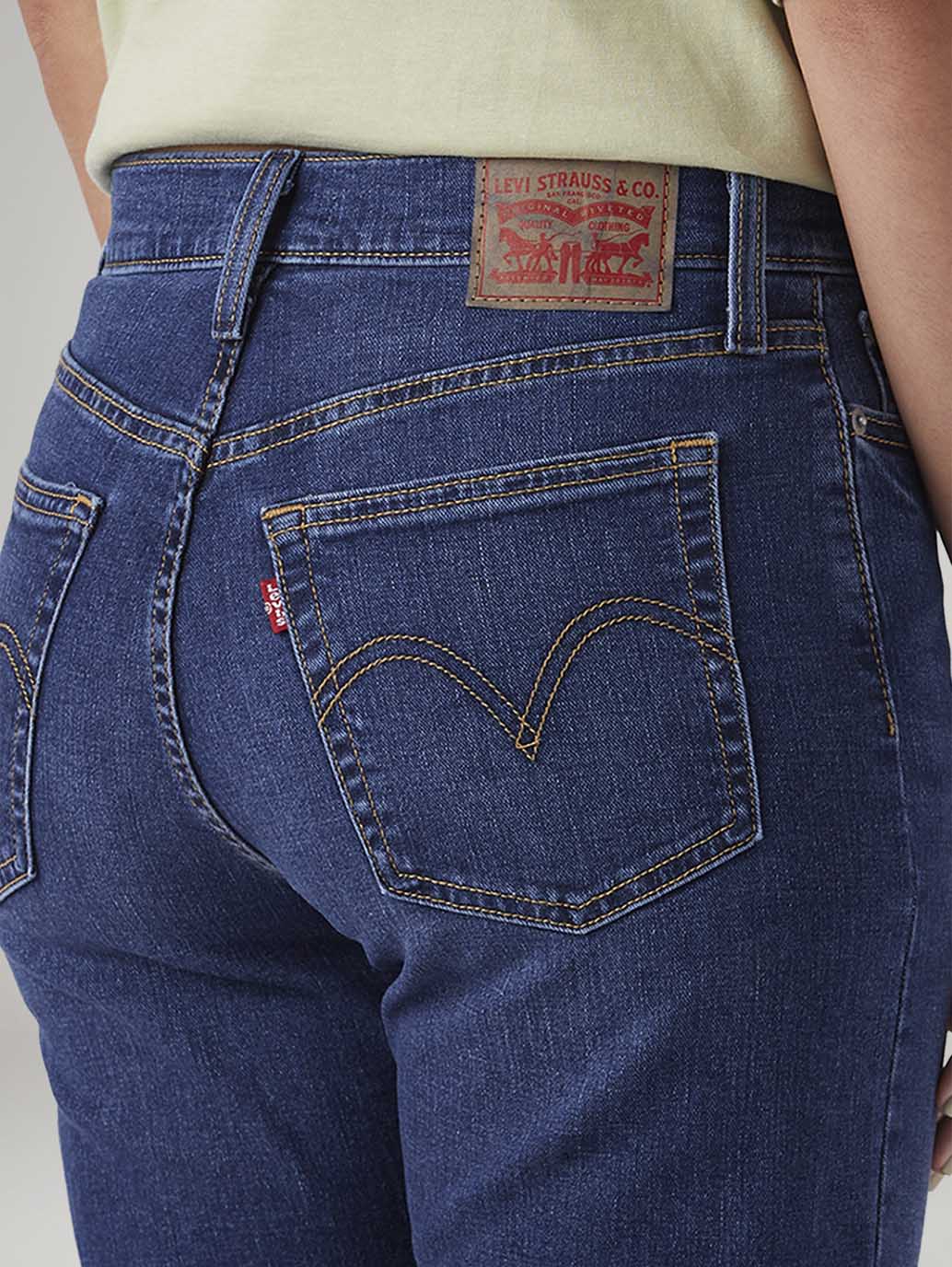 Women's Blue Wedgie Straight Fit High Rise Jeans - Detail View