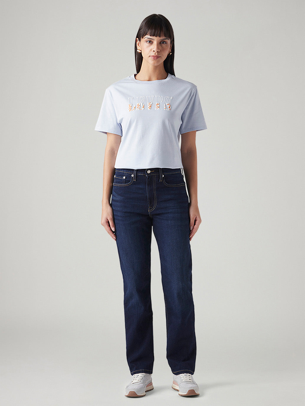 Women's Indigo Wedgie Straight Fit High Rise Jeans - Front View