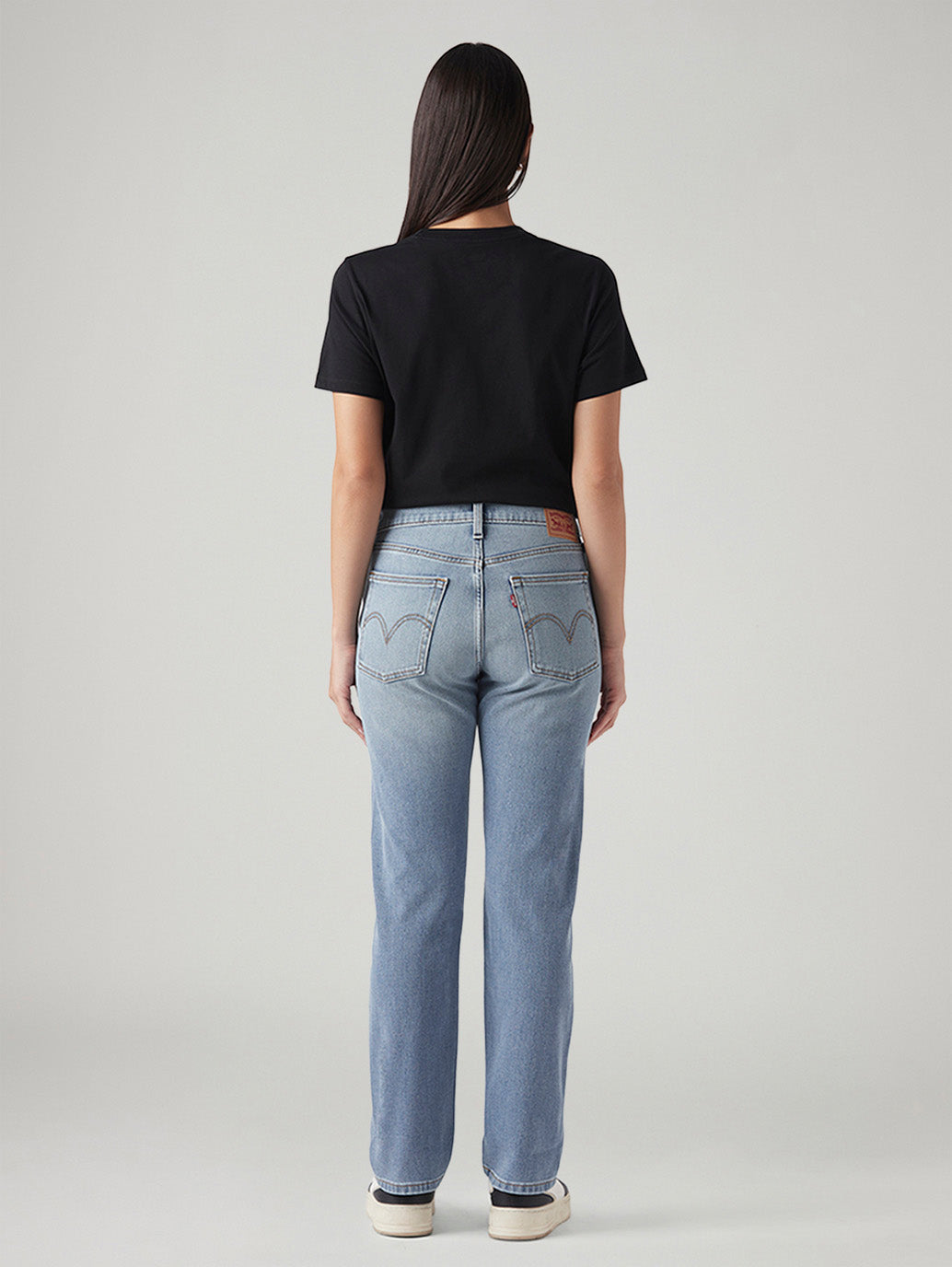 Women's Light Blue Wedgie Straight Fit High Rise Jeans - Back View