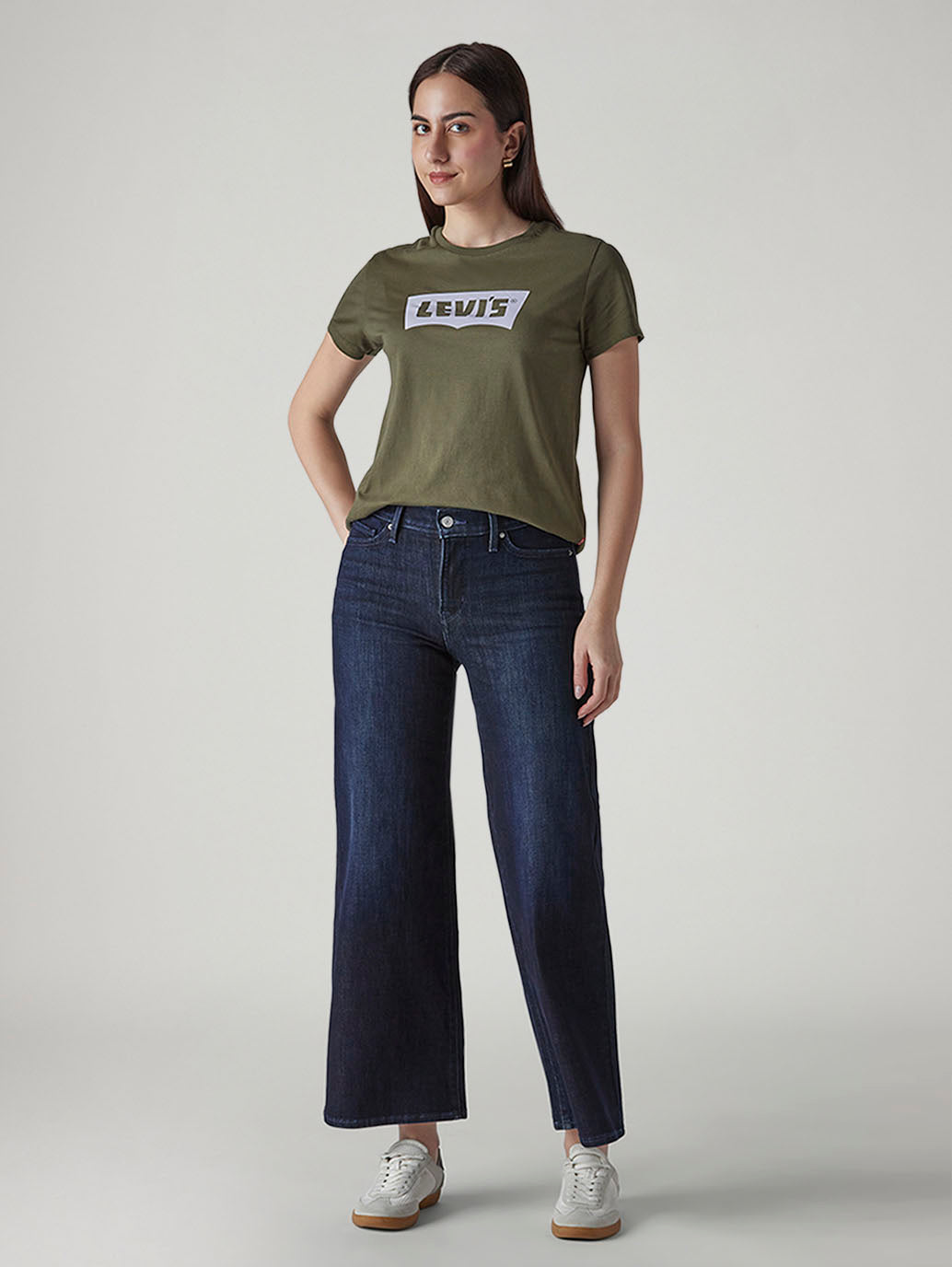 Women's Dark Indigo Wedgie Straight Fit High Rise Jeans - Front View
