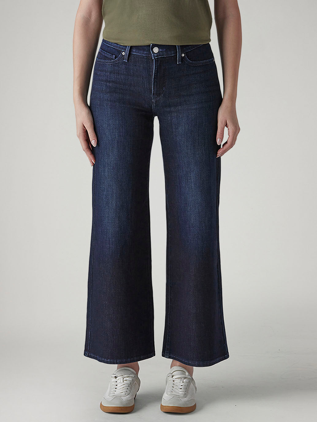 Women's Dark Indigo Wedgie Straight Fit High Rise Jeans - Front View