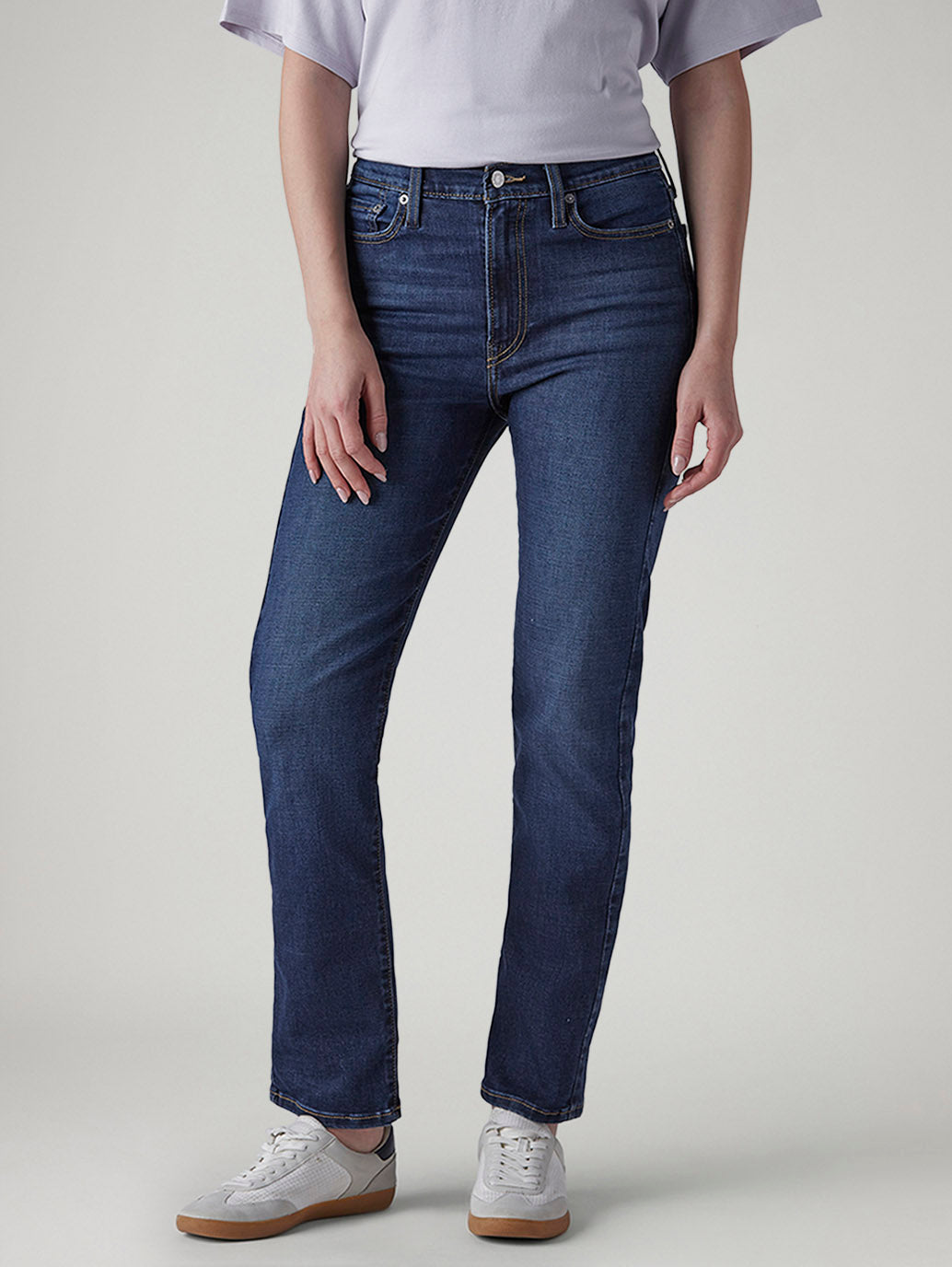 Women's Dark Indigo Wedgie Straight Fit High Rise Jeans - Front View
