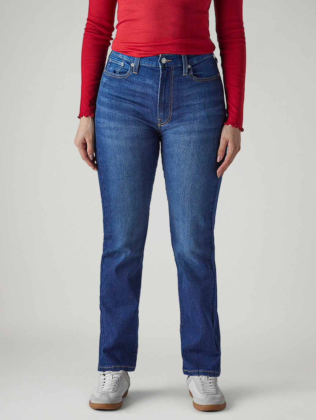Women's Blue Wedgie Straight Fit High Rise Jeans - Front View