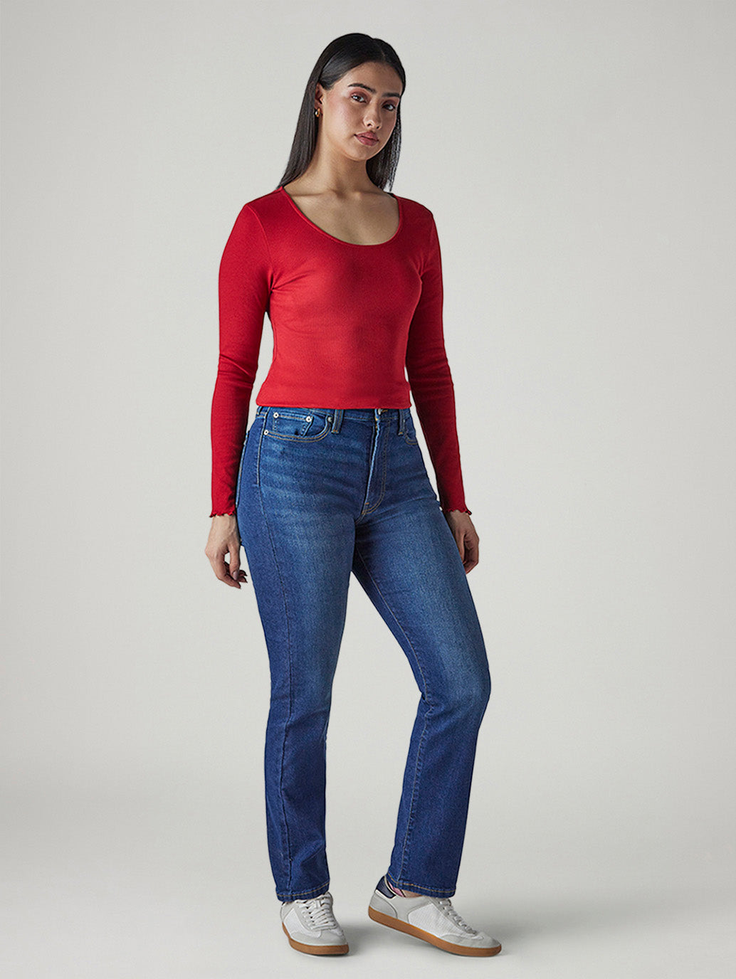 Women's Blue Wedgie Straight Fit High Rise Jeans - Side View