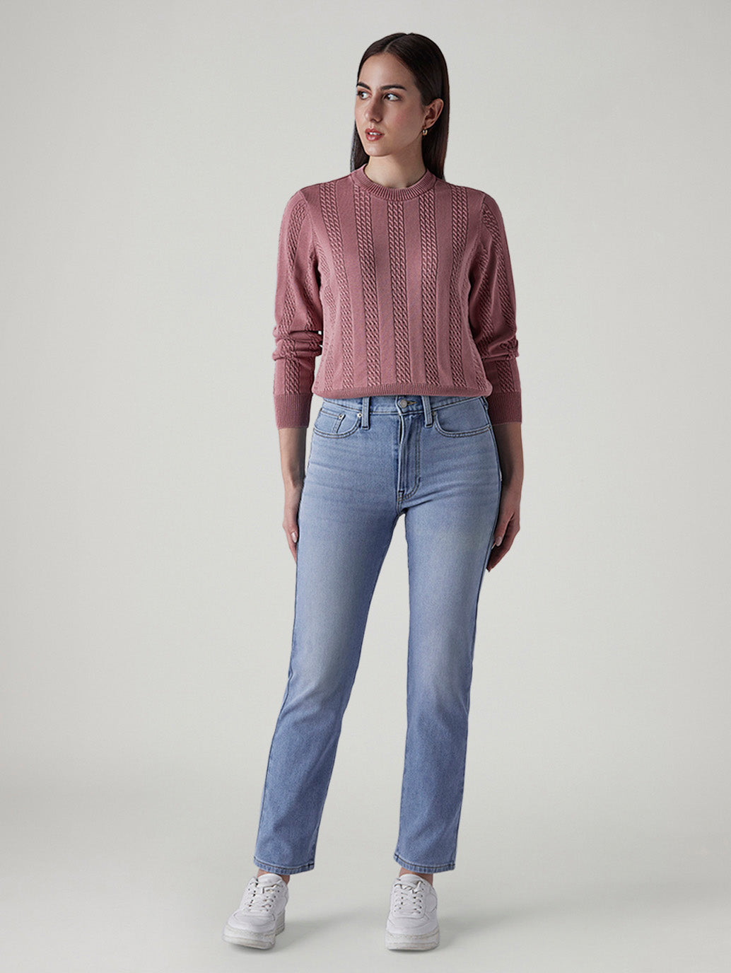 Women's Light Blue Wedgie Straight Fit High Rise Jeans - Front View