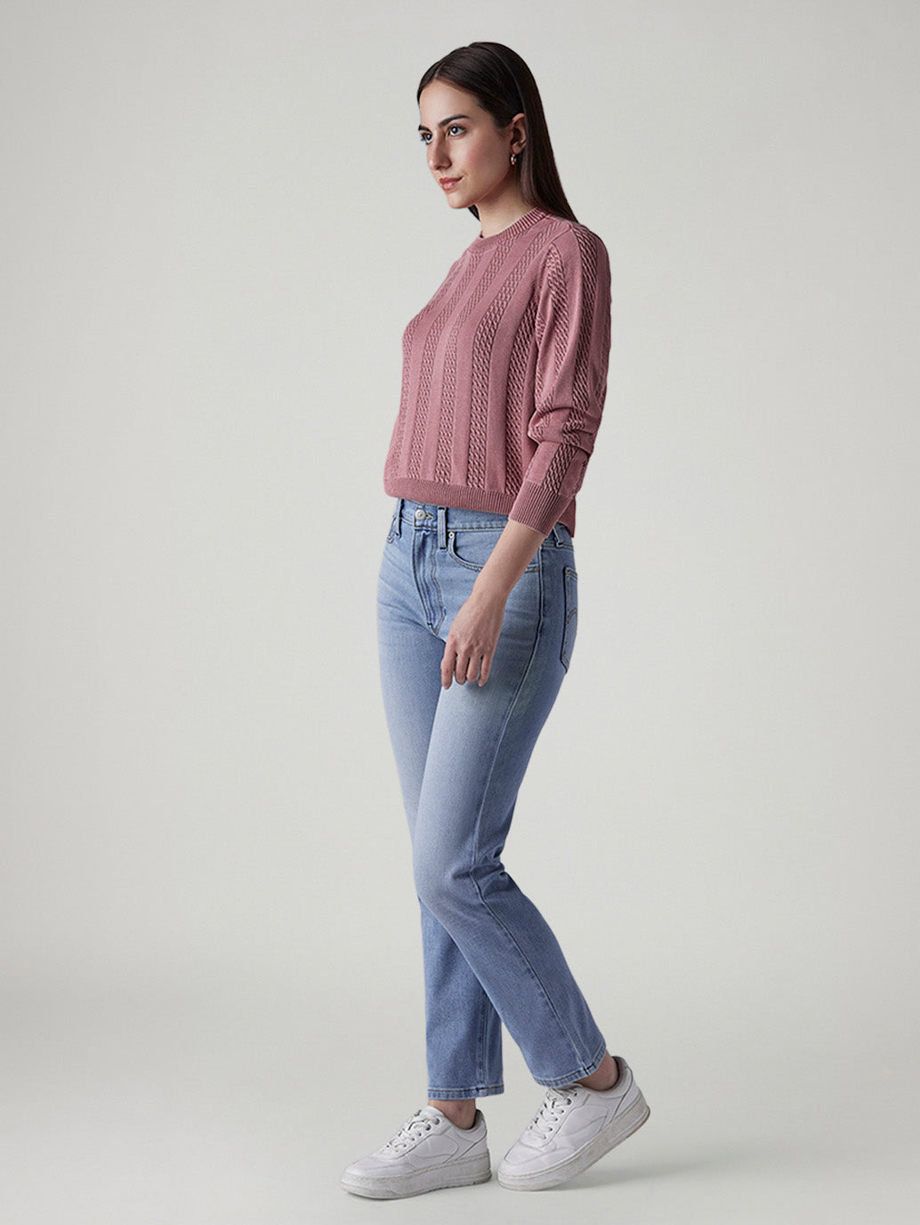 Women's Light Blue Wedgie Straight Fit High Rise Jeans - Side View