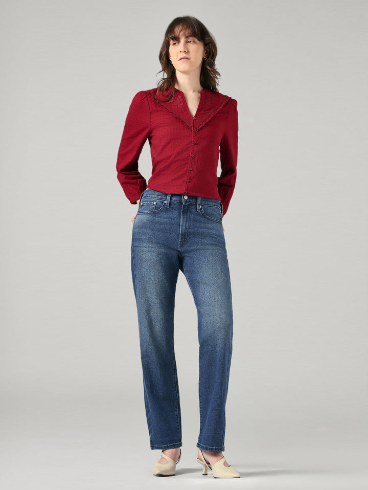 Women's Blue Wedgie Straight Fit High Rise Jeans