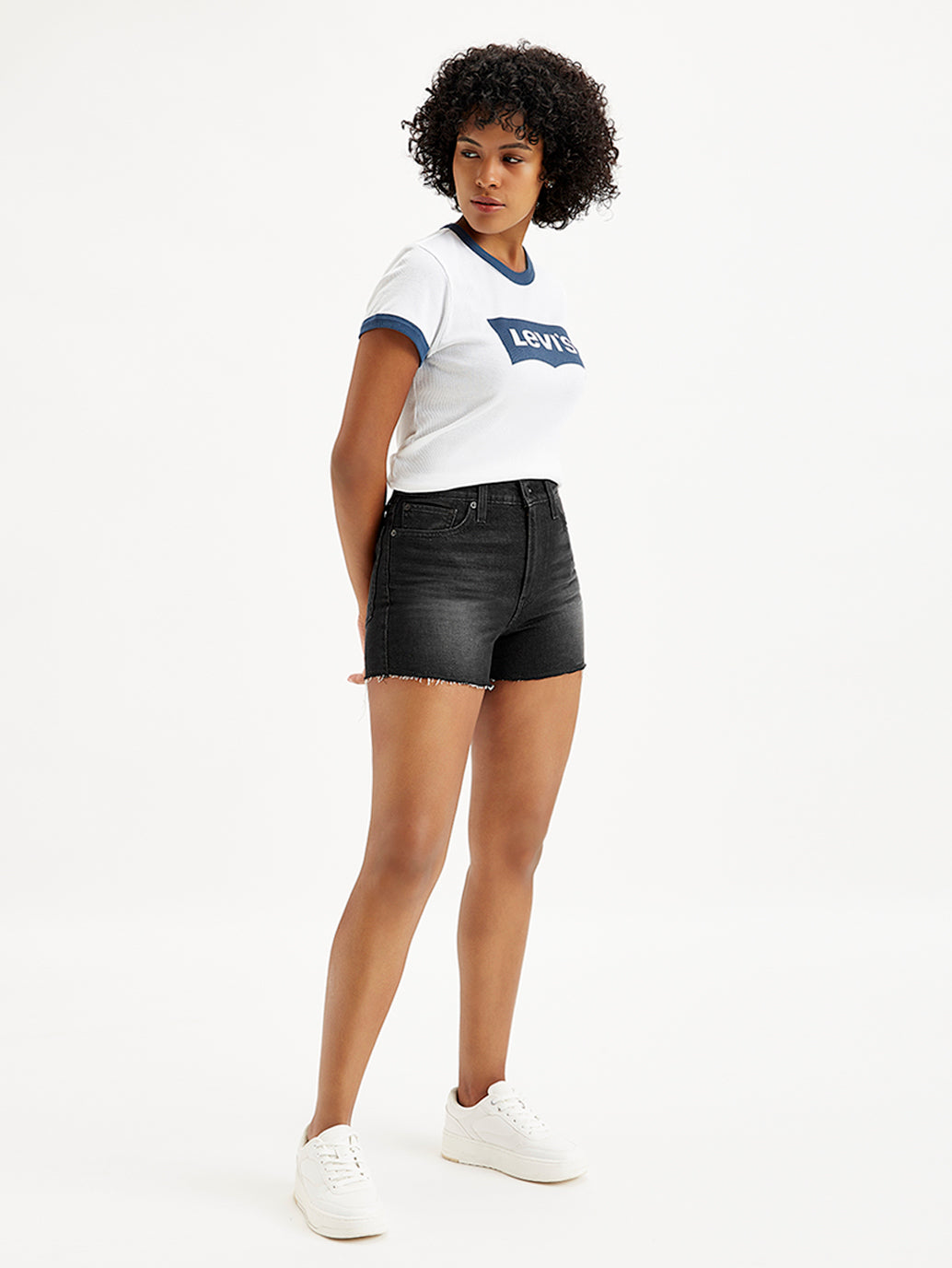 Women's High Rise Black Regular Fit Denim Shorts - 512c7b0f-92e2-4fc0-8af0-af93293d74cf View