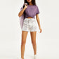 Women's High Rise White Regular Fit Denim Shorts - d5e35be5-c9c2-4e75-8a00-deed9283e137 View