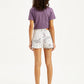 Women's High Rise White Regular Fit Denim Shorts - Back View