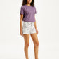 Women's High Rise White Regular Fit Denim Shorts - Side View
