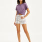 Women's High Rise White Regular Fit Denim Shorts - Styleshot View