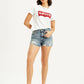 Women's Mid Rise Blue Wedgie Shorts - Styleshot View
