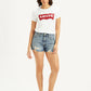 Women's Mid Rise Blue Wedgie Shorts - Front View