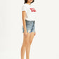 Women's Mid Rise Blue Wedgie Shorts - Side View