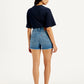 Women's Mid Rise Blue Slim Fit Shorts - Back View