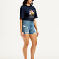 Women's Mid Rise Blue Slim Fit Shorts - Side View