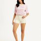 Women's Mid Rise Off White Slim Fit Shorts - Styleshot View