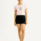 Women's Mid Rise Black Regular Fit Shorts - Front View