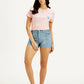 Women's Mid Rise Blue Slim Fit Shorts - Styleshot View