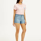 Women's Mid Rise Blue Slim Fit Shorts - Side View