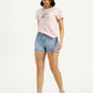 Women's Indigo Mid Rise Denim Wedgie Shorts - Styleshot View