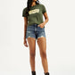 Women's Mid Indigo Wedgie Fit Mid Rise Shorts - Styleshot View