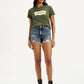 Women's Mid Indigo Wedgie Fit Mid Rise Shorts - Front View