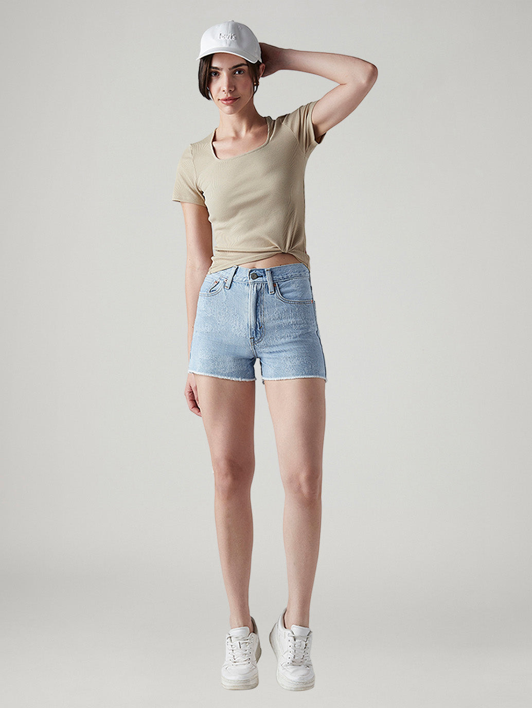 Women's Light Indigo Wedgie Fit Mid Rise Shorts