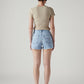 Women's Light Indigo Wedgie Fit Mid Rise Shorts - Back View