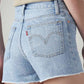 Women's Light Indigo Wedgie Fit Mid Rise Shorts - 20 View