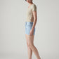 Women's Light Indigo Wedgie Fit Mid Rise Shorts - Side View
