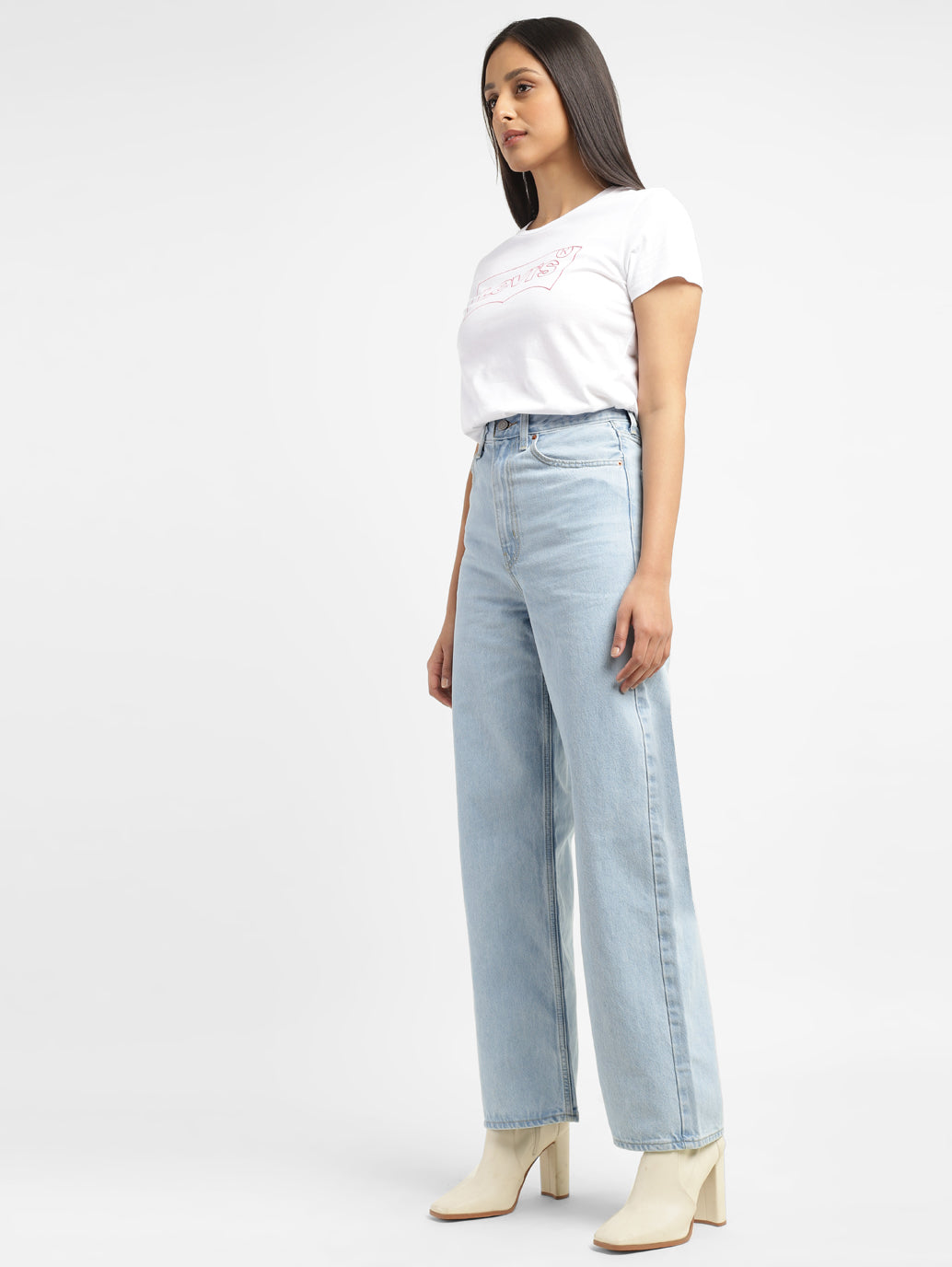 Women's Blue Loose Fit High Rise Jeans - 4fa39876-d7f2-430f-92c7-e91011a5247a View